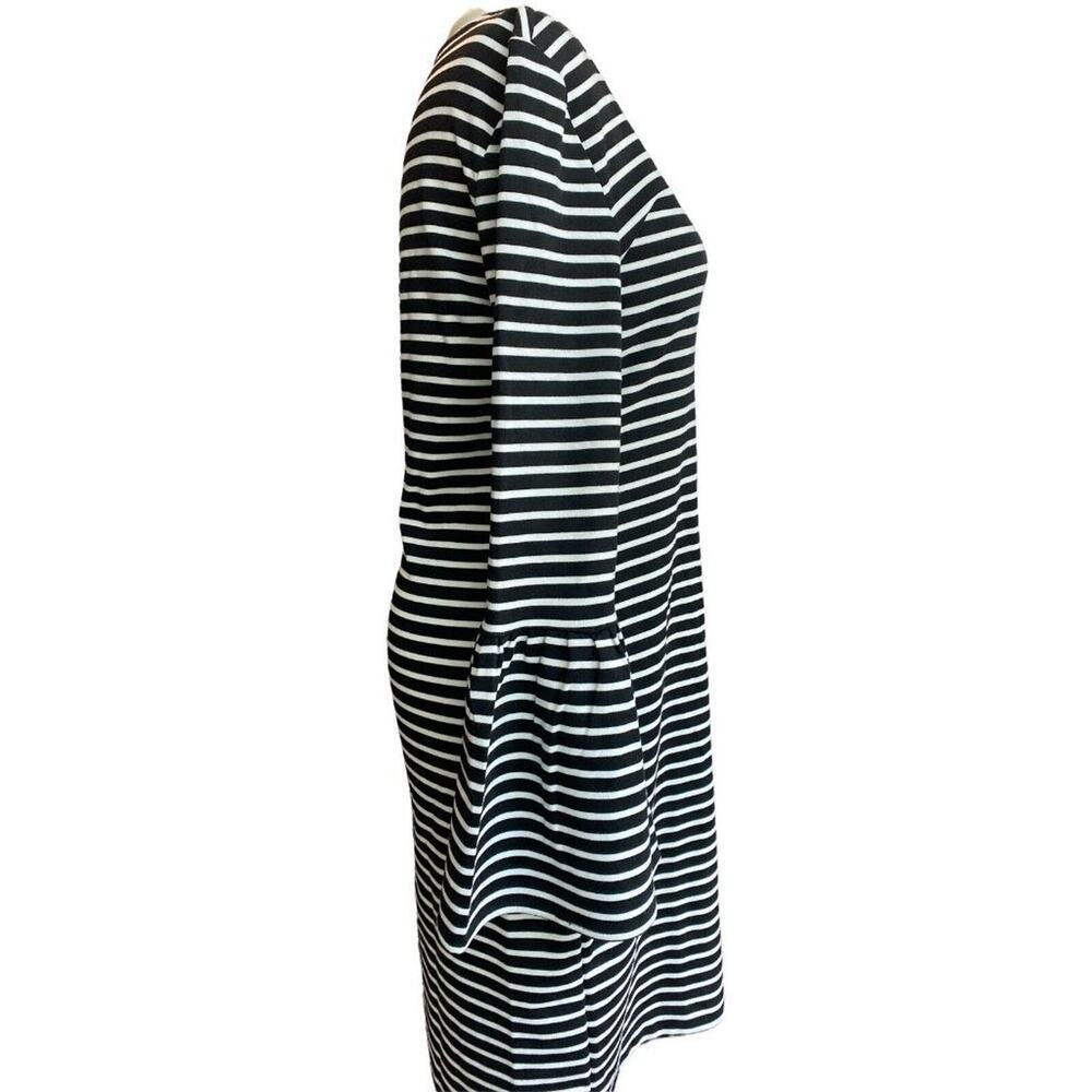 Small Banana Republic Black and White Striped V-Neck Flare Sleeve Dress - Picture 3 of 6